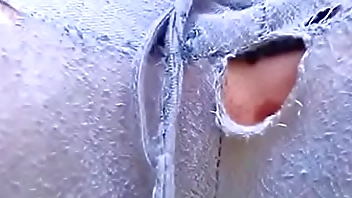 Nicoletta completely destroys her pants in a public garden and pisses on herself