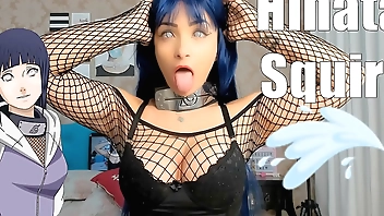 Sexy Cosplay Hinata - NARUTO - Teen Webcam Intense squirting through panties HOT Hitachi masturbating on bed - Novinha Gozando na Calcinha Squirt Ahegao