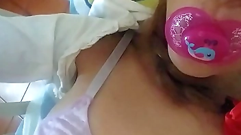 the sucks the pacifier and takes your splash on her pretty face