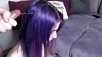 Cum in purple hair