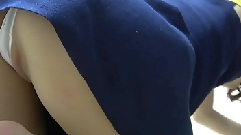 Japanese Girl Tits and Wedgie Exposed while Cleaning