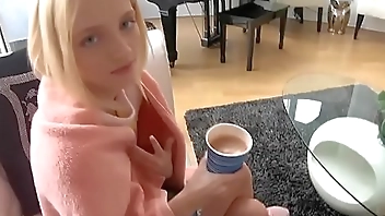 POVD Little blonde BENDS OVER for huge dick