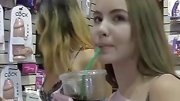 Coeds Naomi and Bonnie share casting cock and toys 3way