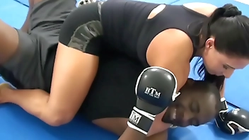 Interracial MMA Mixed Wrestling vs Buff Chick