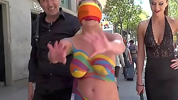 Body painted nakes slut in public