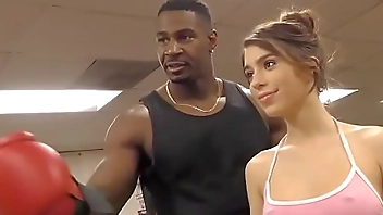 Domina cuckolds in boxing gym for cum