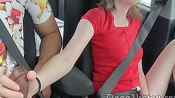 BUSTED Giving a Handjob in the Car