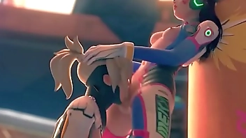 Horny Mercy is giving Deep throat blowjob to Dva - XXXtoonHUB