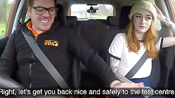 Fake Driving Slim hot redhead minx fucks better then she drives