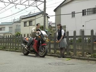Horny Nippon Schoolgirl Gets Fucked by Biker Boy on XXX Tokyo Ride