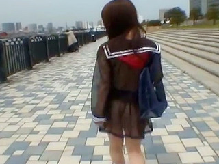 Mikan Lovely Asian student shocks the guys with her horny Nippon style out walking.