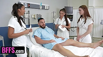 Three Hot Doctors Take Turns Bouncing Up And Down On Lucky Patient's Dick