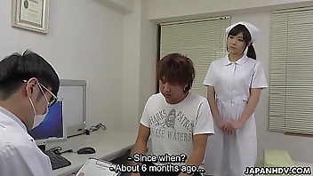 Japanese nurse Shino Aoi blows a patient's dick in the doctor's office uncensored.
