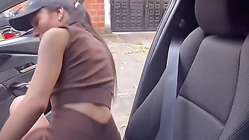 Small young Colombian fucked by driver, deep blowjob, breaking tight pussy asks me for cream