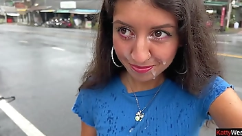 I'm lost a game and went for a walk outside with cum on my face - Cumwalk