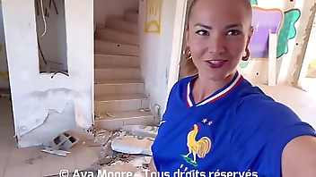 GIANT BUKKAKE - French Slut Sucks Strangers for Euro 2024 of Football