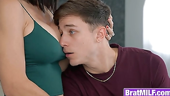 Sucking milk out of mature MILF stepmom her big titties