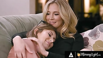 MOMMY'S GIRL - Horny Brunette Teen Seduces Gorgeous & Curious Stepmom Into Anal Fingering