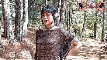 gothic elf, masturbating in the forest
