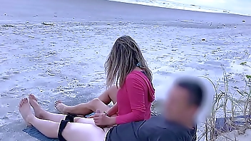 There is my wife on the beach with our friend, she is waiting for a moment of tranquility to have her ass fucked by him, finally she is going to get a cumshot in the ass from another guy