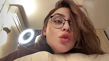 Hot brunette with glasses and big ass gets a luscious facial