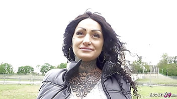 GERMAN SCOUT - First Anal Sex for Big Tits Tattoo Model Mia Roux at Pickup Casting